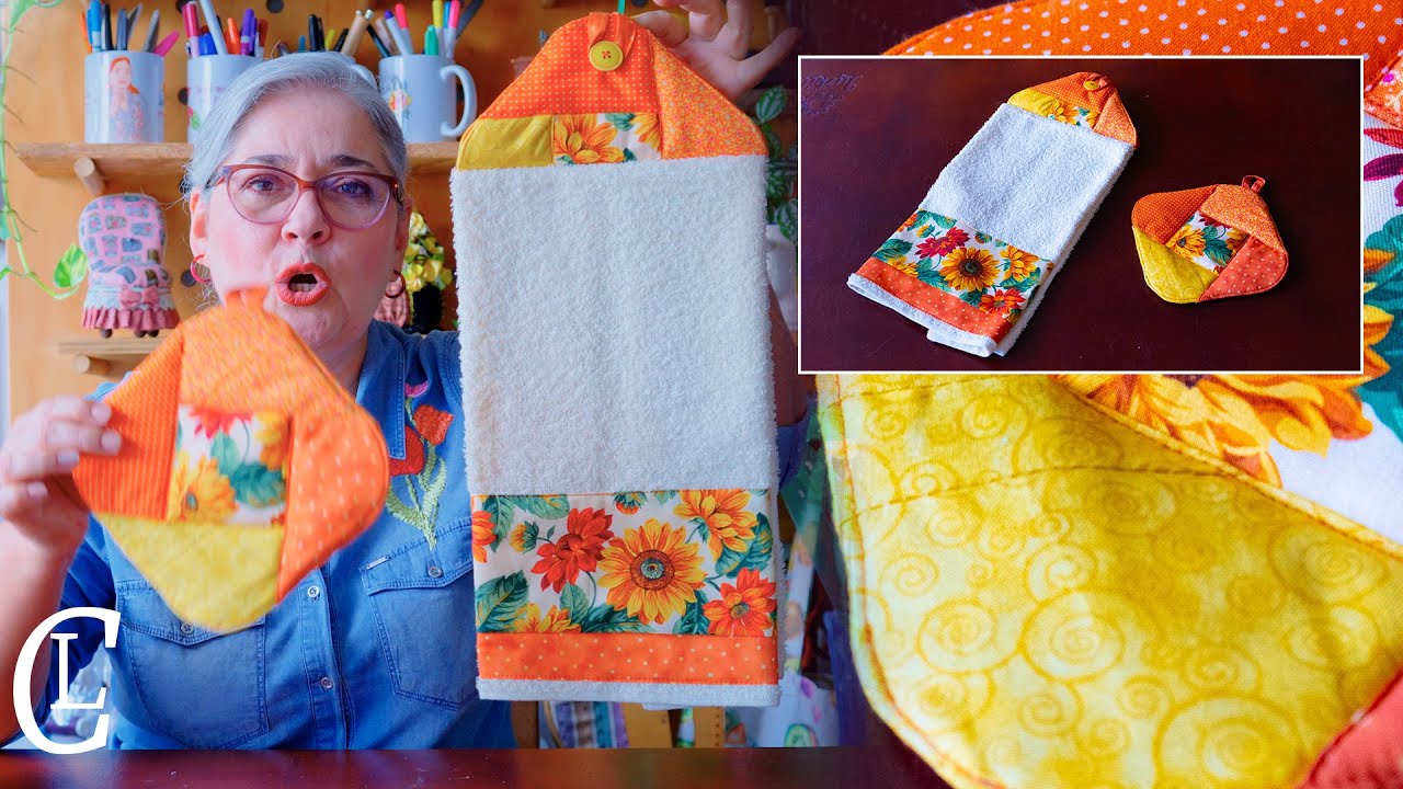 TOALLA DECORADA Y COGEOLLAS/LENCERIA DE COCINA/Idea de Negocio y emprendimiento 