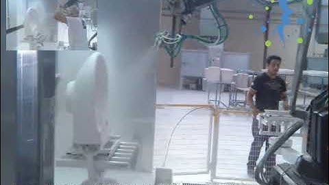 Glazing robot with auto-teach capability for glazing of glove former and other ceramic products