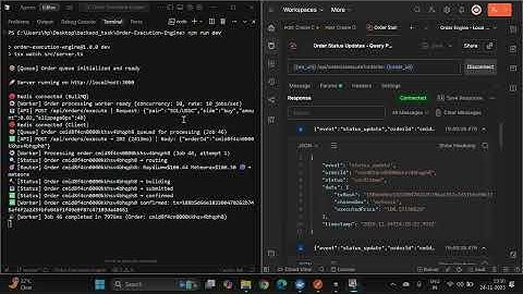 💸 Solana DEX Order Execution Engine Demo|Market Orders|Real-Time WebSocket Updates + Smart Routing