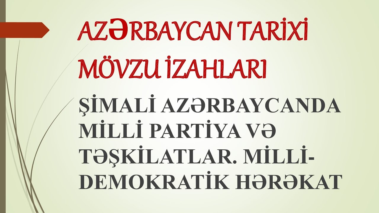 MİLLİ PARTİYA VƏ TƏŞKİLATLAR  MİLLİ DEMOKRATİK HƏRƏKAT