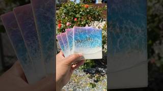 Set of 4 Blue, Purple and Pink Square Wooden Coasters