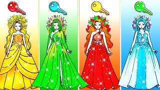 कागज की गुड़िया ड्रेस अप |  Paper Craft Rescue Four Element Princess | Woa Dolls Hindi