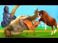 बड़ी छिपकली ने बकरी पर किया हमला और गोरिल्ला Komodo Dragon attack Goat Vs Gorilla - Hindi Kahaniya