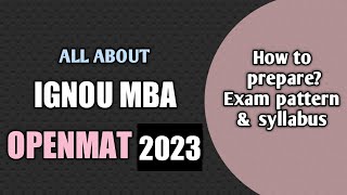 IGNOU MBA | MBA From IGNOU | IGNOU MBA Admission 2021 How to fill Application? OPENMAT 2023 Syllabus