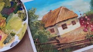 UKRAINIAN VILLAGE |Landscapes of my childhood🌿 Drawing lesson in Ukrainian