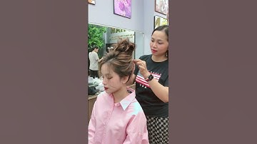 Bài tóc búi cao học viên làm tại lớp cô Hạnh