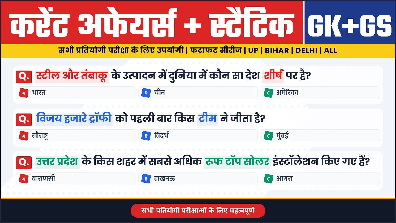 Current Affairs + GK/GS 2026: Paper में छपने वाले प्रश्न 🔥 | Live Mock Test for All Exams