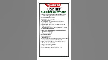 UGC NET 2025-26 One Liner Questions/ MCQ । UGC Net Paper-1 Important Topic #ugcnet #netjrf