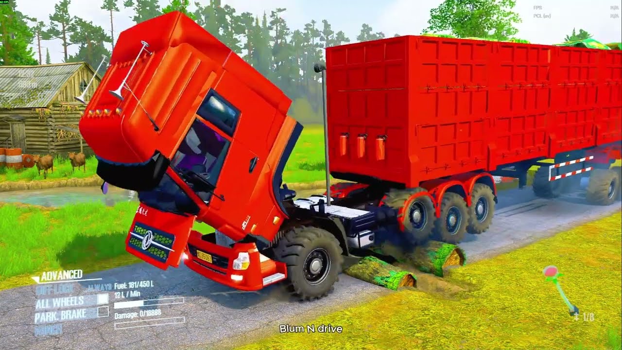 Truck vs Extreme Broken Road and Speed Bumps Ep 27 #mudrunner #spintires