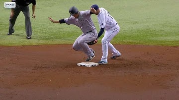 NYY@TB: Rays win challenge, Headley out at second