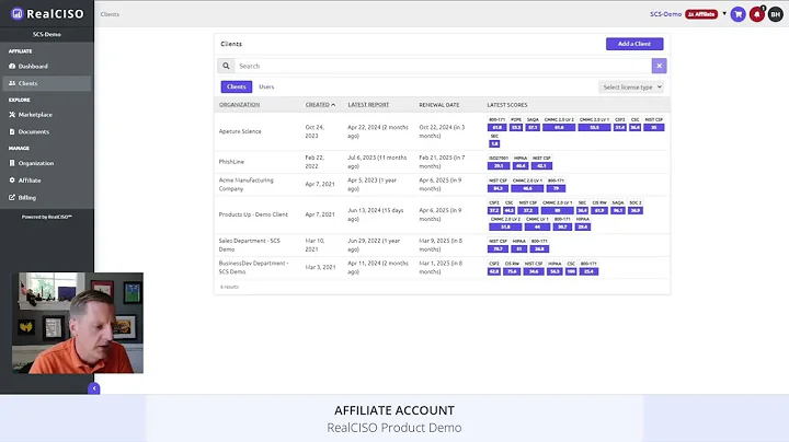Affiliate Account & Client Management | RealCISO vCISO Platform