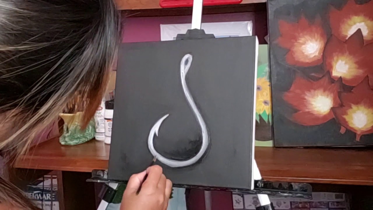 HOW TO PAINT FISHING HOOK/ ACRYLIC PAINT with JESSICA YouTube