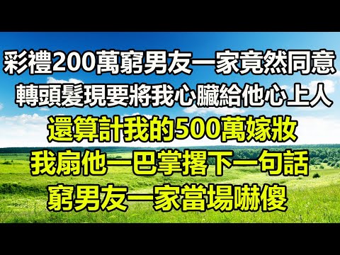 彩禮200萬窮男友一家竟然同意了，轉頭髮現要將我心臟給他心上人，還算計我的500萬嫁妝，我扇他一巴掌撂下一句話，窮男友一家當嚇傻#橙子的小说 #阿丸老人堂 #為人處世 #深夜淺讀 #真情故事會