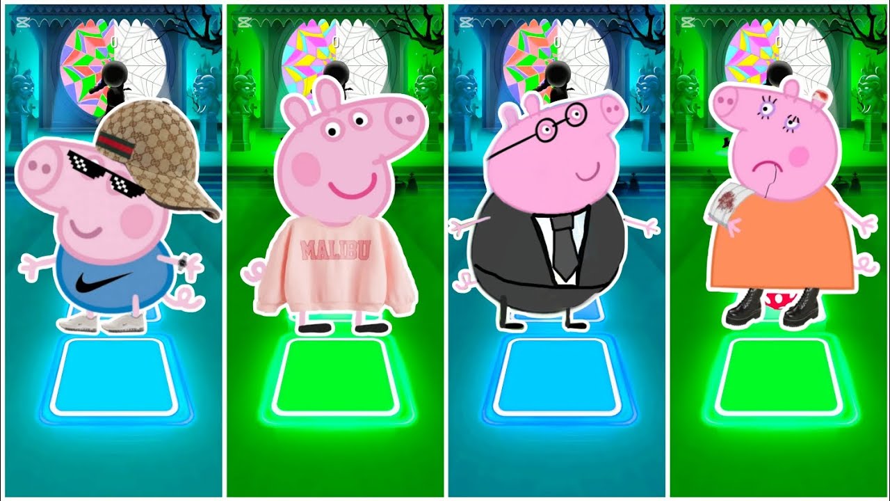 George Pig Vs Peppa Pig Vs Daddy Pig Vs Mummy Pig | Tiles Hop Edm Rush🎶