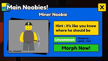 How to get MINER Noobie in FIND THE NOOBIES MORPHS Roblox [ Pickaxe Location ]