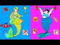 Paper Dolls Dress Up - Contest Competition Mermaid Fat and Thin Handmade - Barbie Story & Crafts