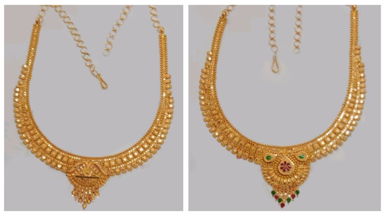 New gold short necklace designs Clearance