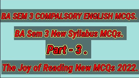 B A Sem 3 Compalsory English MCQs Most IMP MCQs 2021 l B A Sem 3 MCQs l B A Sem 3 MCQ l Sem 3 MCQs