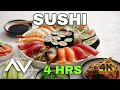 Sushi   japanese food and preparations 4 hours of background ambient