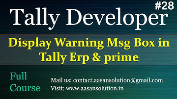 Tally Developer full course #28: Add Warning box or MSG box in tally | Tally field Validation
