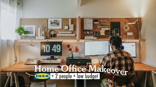 Home office makeover on low budget with IKEA hacks! Office for 2
