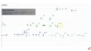 If  `x+y=1`,show that  `D^n(x^ny^n)=n![y^n-(nC_1)^2 y^(n-1) x+(nC_2)^2 y^(n-2) x^2+.....+(-1)^