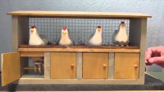An automata chicken coop inspired by than of Lisa Slater of the UK. I had been asked about making an automata that could be hung 