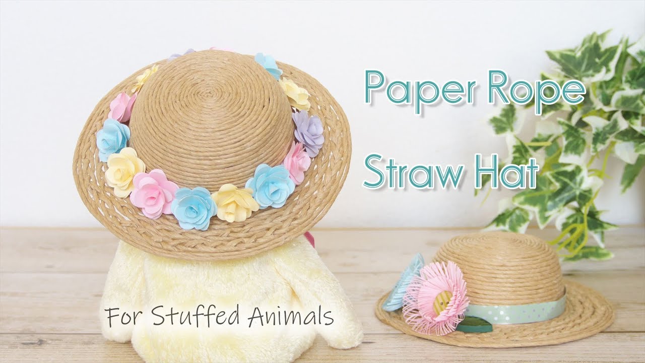 ぬいぐるみサイズ！紙ひもと木工用ボンドだけで作る麦わら帽子 - How to Make Paper Rope Straw Hat