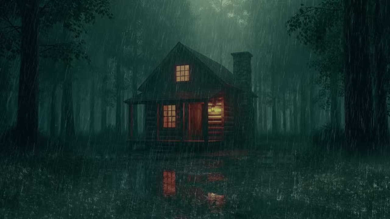 Relaxing Cabin Rain Sounds in Hidden Forest 🌙 A Night to Remember | Sweet Dreams & Calm 🌧️