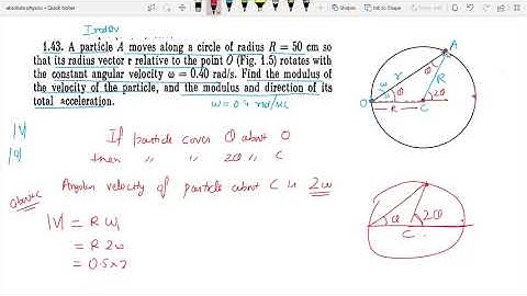 irodov problem 1.43solution A particle A moves along a circle of radius R = 50 cm so that its radius