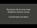 Comentario de texto del Romance de la luna, luna, de García Lorca