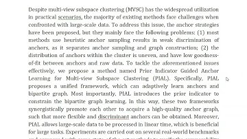 Prior Indicator Guided Anchor Learning for Multi View Subspace Clustering