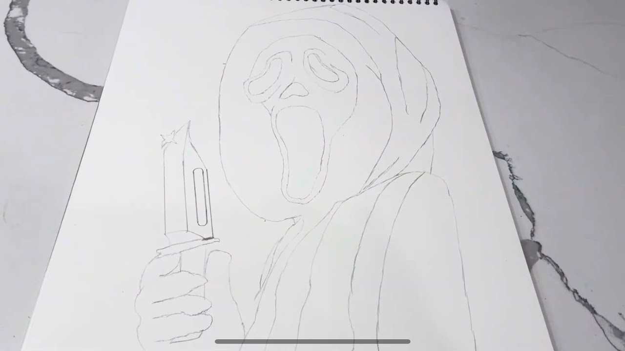How To Draw Ghostface From Scream tutorial 