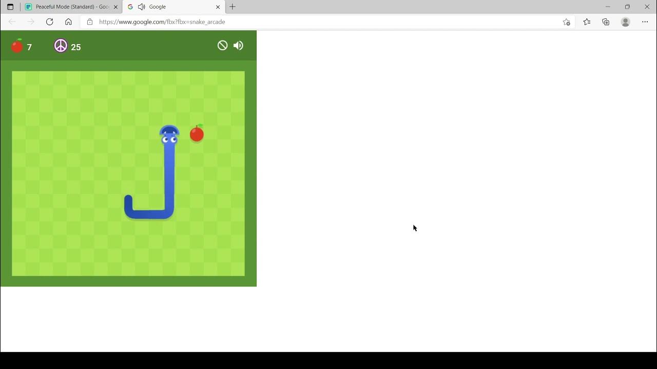 Google Snake Game Normal Speed Peaceful Mode 25 Apples in ca. 46,900sec YouTube