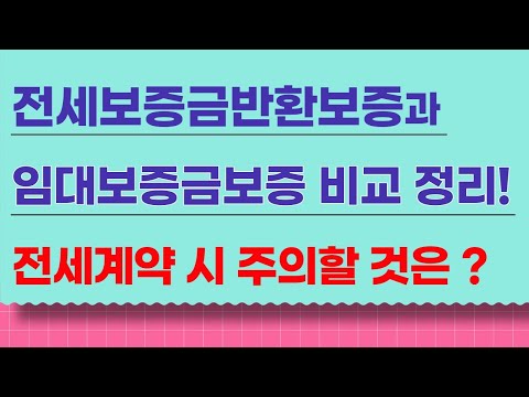   전세 계약할 때 전세보증금반환보증과 임대보증금보증 정리 주의할 것은