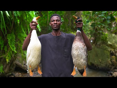 I ROASTED DUCK With Water | African Acheke Making | ASMR | 7 Years Old Duck