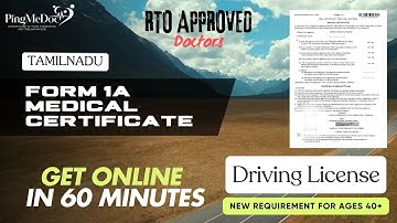 Driving License | Form 1A Medical Fitness Certificate Online | Tamilnadu | PingMeDoc