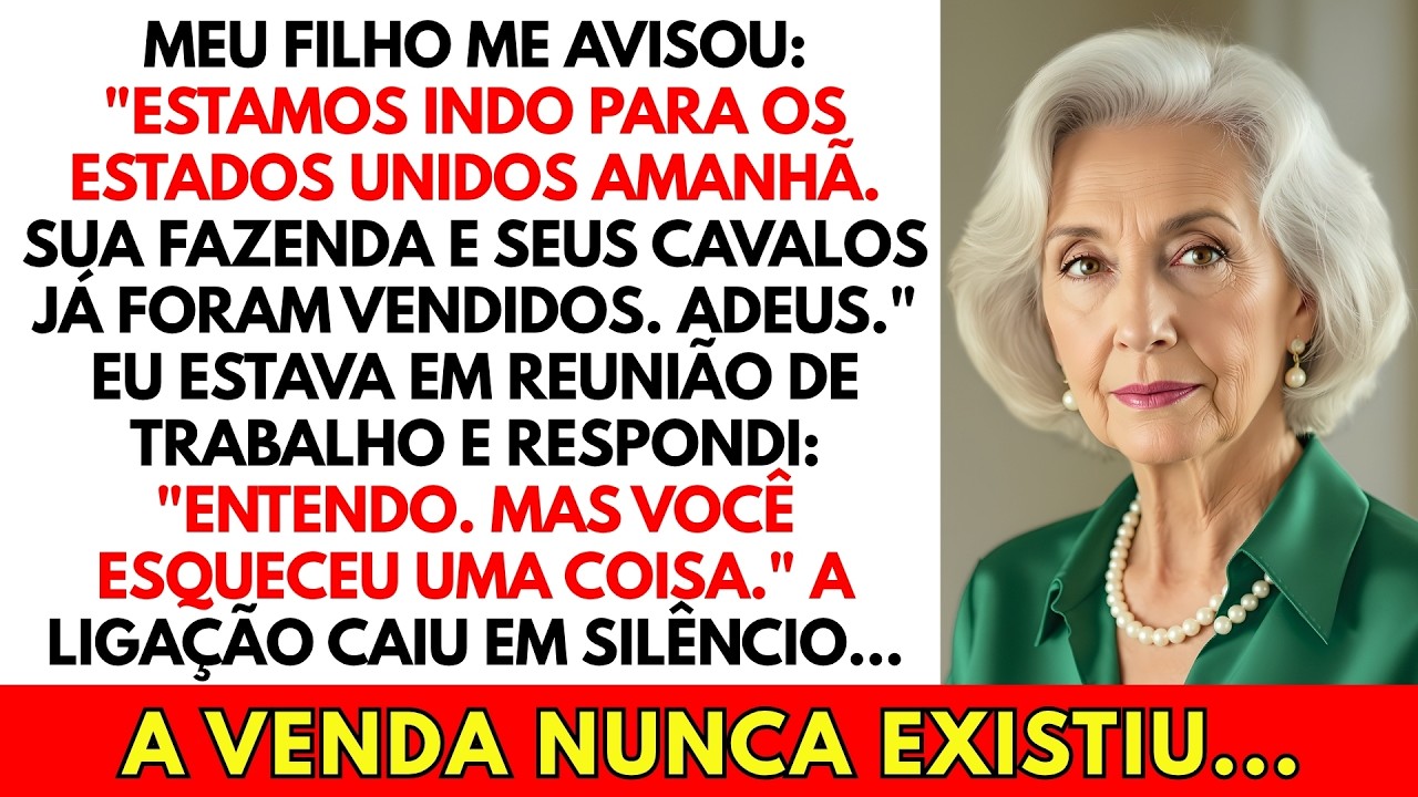 Naquela tarde, no meio de uma reunião na cooperativa, meu filho me ligou para anunciar que tinha vendido a minha fazenda, os meus cavalos e até o meu chão. "Mãe, eu vendi tudo. Você não precisa...