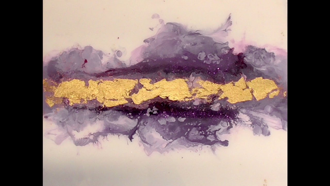 Purple and Gold Abstract Painting - Creating Fluid Acrylic Paintings