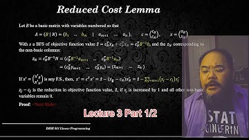 IMSE881 Lecture 3 Part 1 - Reduce Cost Lemma