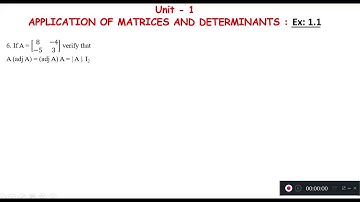 Unit – 1: APPLICATION OF MATRICES AND DETERMINANTS : EXERCISE 1.1 :qn no : 6