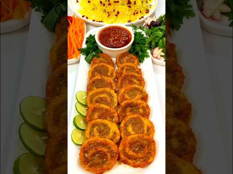 طرز تهیه رولت مرغ و گوشت غذای ساده خوشمزه مجلسی آشپزی ایرانی آشپزی با هلن   