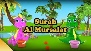 Cute Dinosaur Fell Down Collecting Apples with a Bucket With Surah Al Mursalat