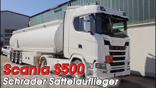 Scania S500 mit Schrader Tanksattelauflieger | Tankfahrzeug | ADR #tankfahrzeuge #trucks #scania