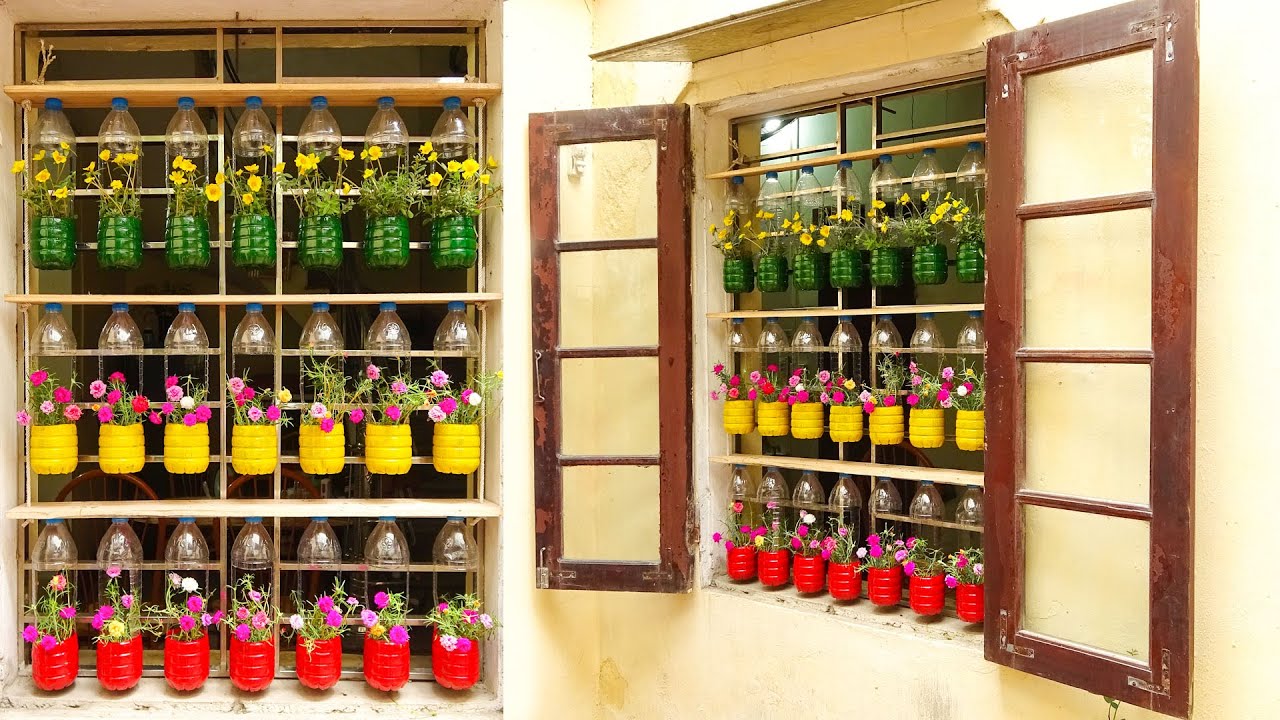 Great Garden, перерабатывайте пластиковые бутылки в красивые цветочные горшки для окон | Мосс Роуз