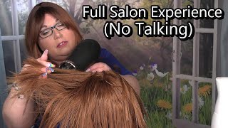 ASMR Hair Salon Roleplay (NO TALKING) (Wet Haircut, Blow Dry, Hair Dryer, Hair Straightening, Style)