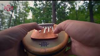 HLURU 5/9 Key Flat Kalimba, Leather Drum Surface (Goat/Cowhide), Cherry Wood
