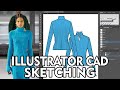 Carolina Herrera Fall 2020 - Illustrator CAD Sweater Sketch - Fashion Design - Knit - Emily Keller