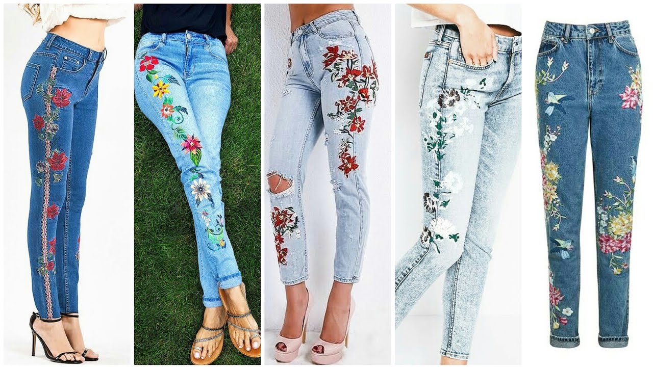 ripped jeans with flowers