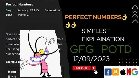 Perfect Numbers | gfg potd today | POTD | GFG Problem of the Day | C++ | Java | Python @CodeThurst